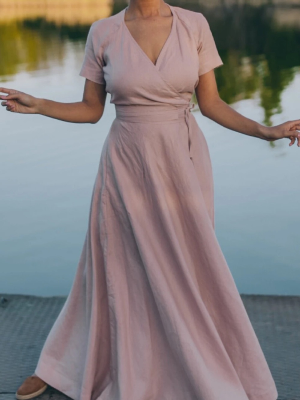 NWT Aakaa Dusty Blush Wrap Maxi Dress